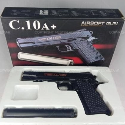 تفنگ و کلت تمام فلزی ساچمه ای مدل +C.10A ا +AIR SOFT GUN C10A