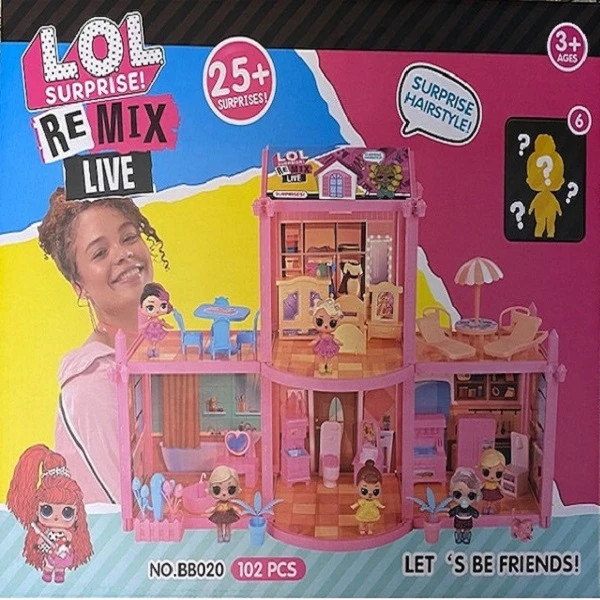 خانه عروسکی ال او ال 25 سورپرایزی 102 قطعه مدل LOL surprise house BB020