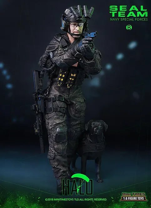 اکشن فیگور بازی Seal Team (Halo) 1/6 ارتفاع 30 سانت پک همراه سگ و اکسسوری برند Mini Times