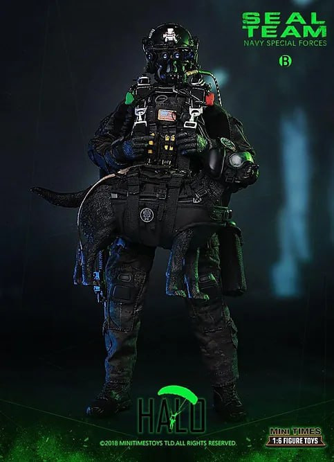 اکشن فیگور بازی Seal Team (Halo) 1/6 ارتفاع 30 سانت پک همراه سگ و اکسسوری برند Mini Times