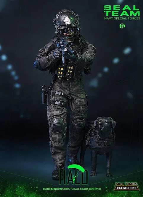 اکشن فیگور بازی Seal Team (Halo) 1/6 ارتفاع 30 سانت پک همراه سگ و اکسسوری برند Mini Times
