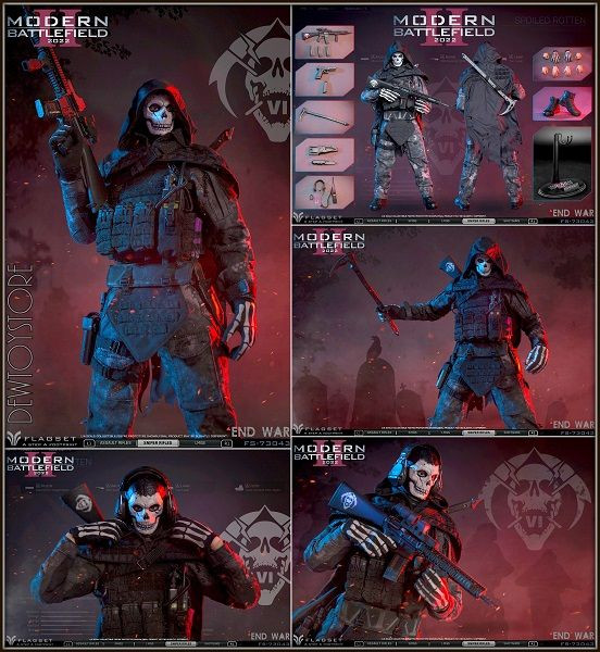 اکشن فیگور کال اف دیوتی گوست سری عزرائیل modern battlefield 2020 Ghost End War برند Flagset