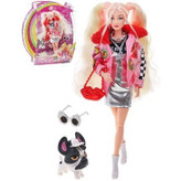 عروسک باربی دفا لوسی مو طلایی با سگ مدل 8497