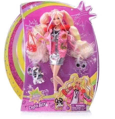 عروسک باربی دفا لوسی مو طلایی با سگ مدل 8497