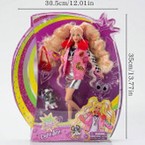 عروسک باربی دفا لوسی مو طلایی با سگ مدل 8497