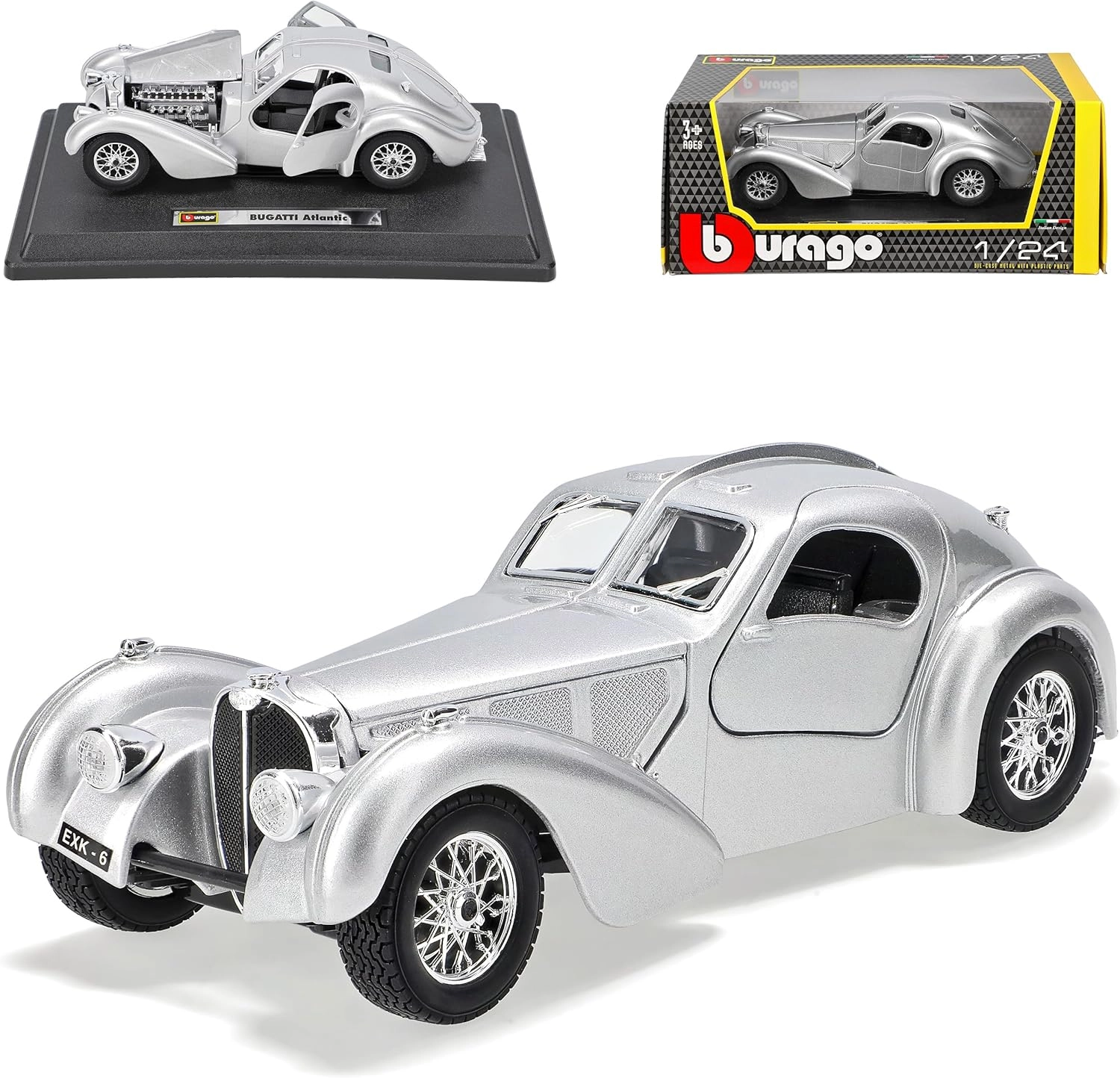 ماکت ماشین فلزی بوگاتی آتلانتیک 1936 برند بوراگو Bugatti Atlantic 1936 Burago 1/24