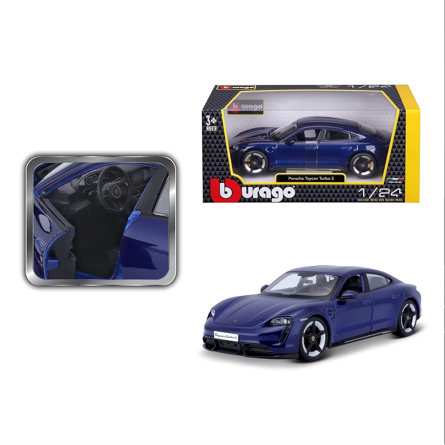 ماکت ماشین فلزی پورشه تایکان توربو اس برند بوراگو Porsche Taycan Turbo S Burago 1/24