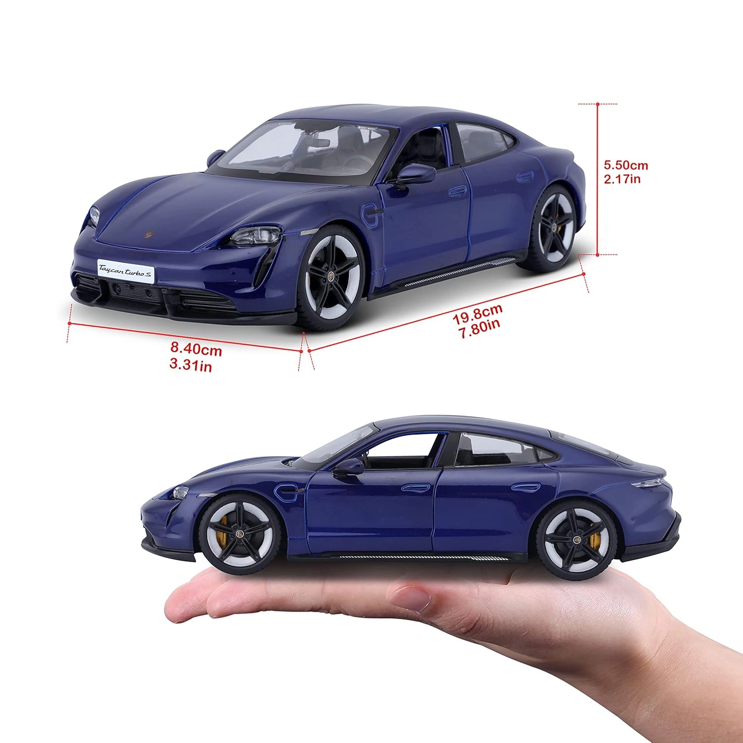 ماکت ماشین فلزی پورشه تایکان توربو اس برند بوراگو Porsche Taycan Turbo S Burago 1/24