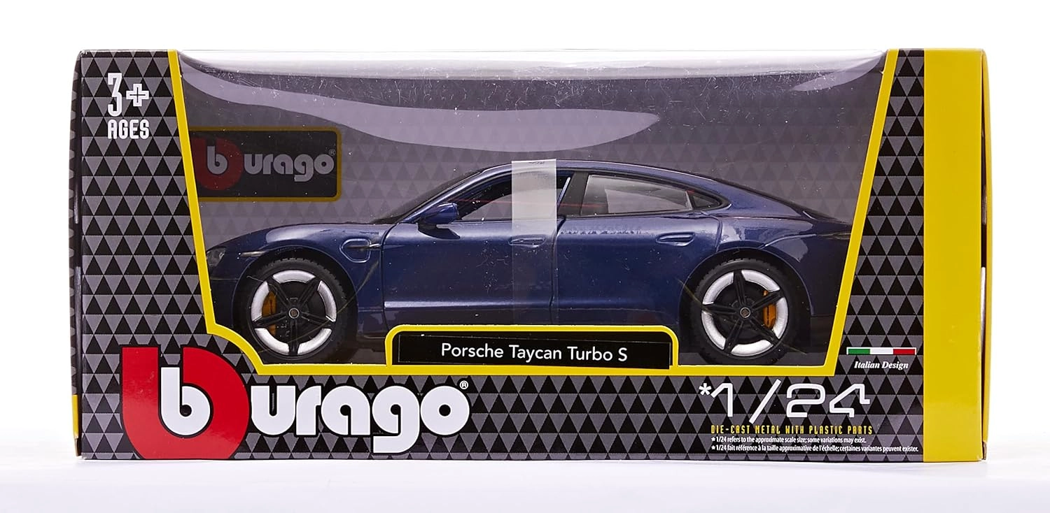 ماکت ماشین فلزی پورشه تایکان توربو اس برند بوراگو Porsche Taycan Turbo S Burago 1/24