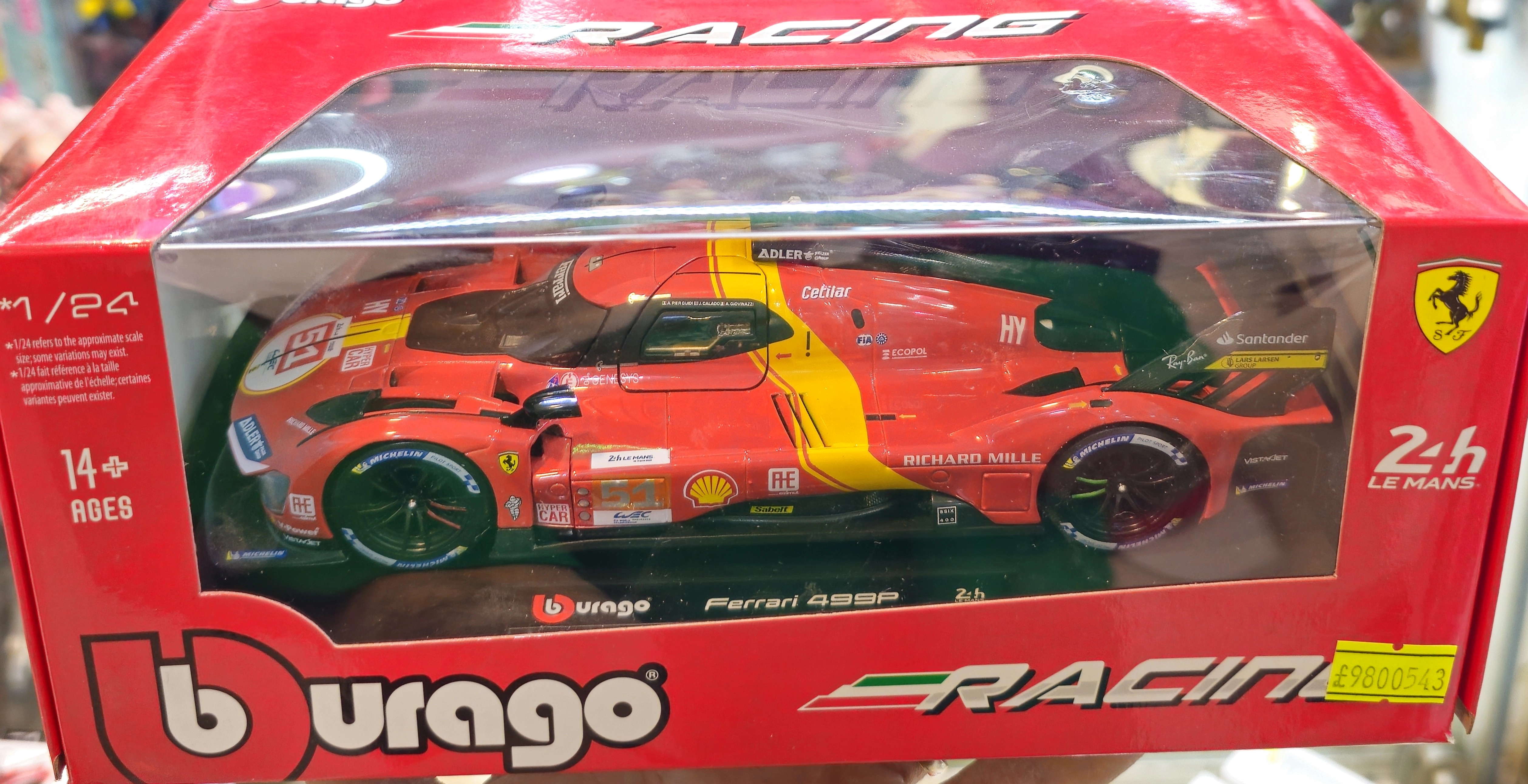 ماکت ماشین فلزی فراری 499 پی 2023 برند بوراگو Ferrari 499P 2023 with Antonio Fuoco Burago 1/24