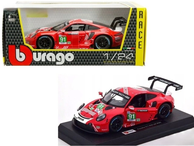 ماکت ماشین فلزی پورشه 911 آر اس آر برند بوراگو Porsche 911 RSR Lemans 2020 Burago 1/24