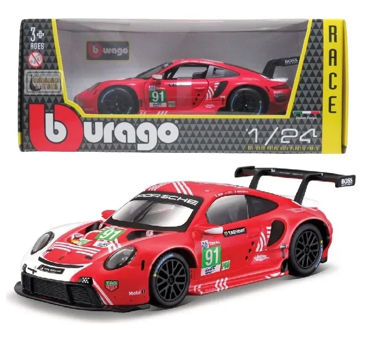 ماکت ماشین فلزی پورشه 911 آر اس آر برند بوراگو Porsche 911 RSR Lemans 2020 Burago 1/24