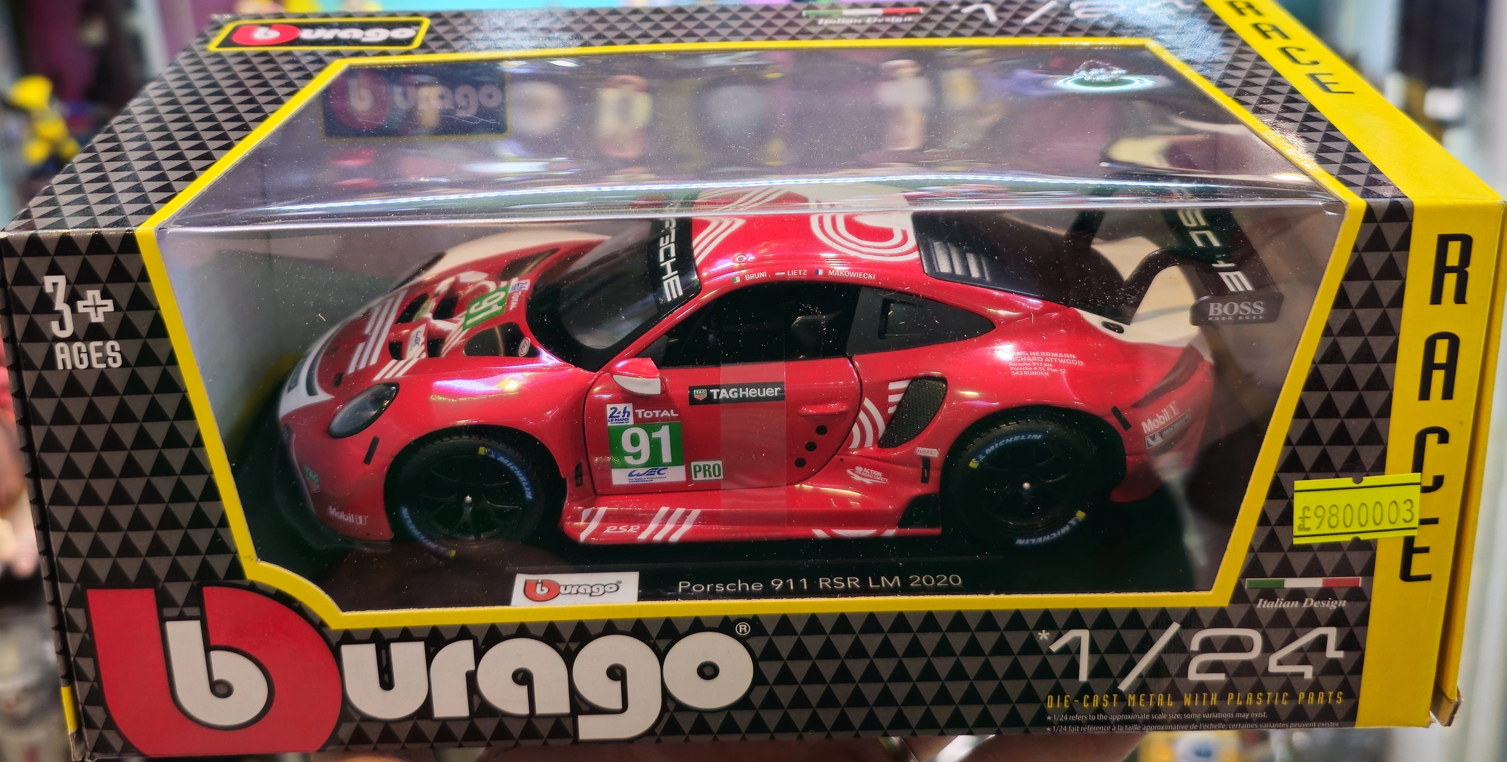 ماکت ماشین فلزی پورشه 911 آر اس آر برند بوراگو Porsche 911 RSR Lemans 2020 Burago 1/24