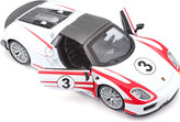ماکت ماشین فلزی پورشه مدل 911 اسپایدر برند بوراگو Porsche 918 Spyder Weiss Martini 1/24