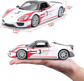 ماکت ماشین فلزی پورشه مدل 911 اسپایدر برند بوراگو Porsche 918 Spyder Weiss Martini 1/24