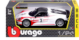 ماکت ماشین فلزی پورشه مدل 911 اسپایدر برند بوراگو Porsche 918 Spyder Weiss Martini 1/24