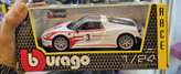 ماکت ماشین فلزی پورشه مدل 911 اسپایدر برند بوراگو Porsche 918 Spyder Weiss Martini 1/24
