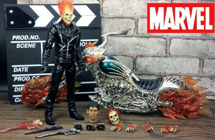 اکشن فیگور روح سوار با موتور برند ژوبی تویز مدل EZHOBI TOYS Marvel 1/9 Scale Ghost Rider