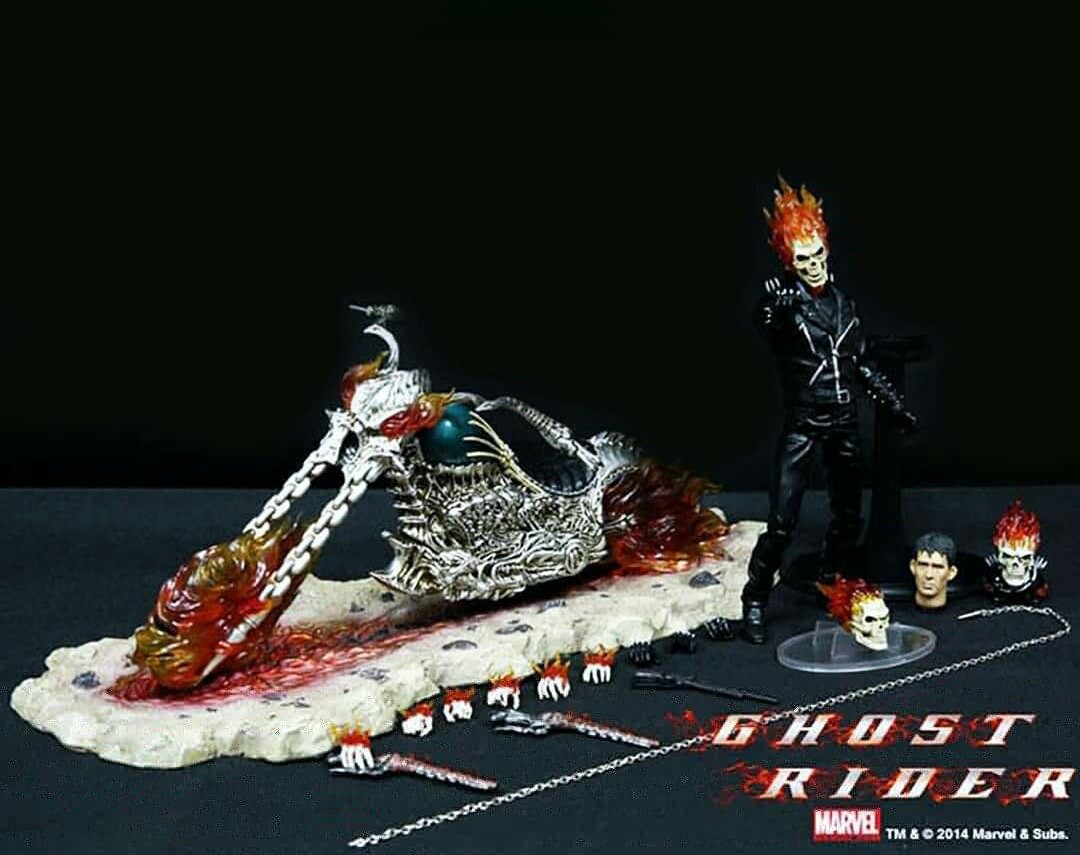 اکشن فیگور روح سوار با موتور برند ژوبی تویز مدل EZHOBI TOYS Marvel 1/9 Scale Ghost Rider
