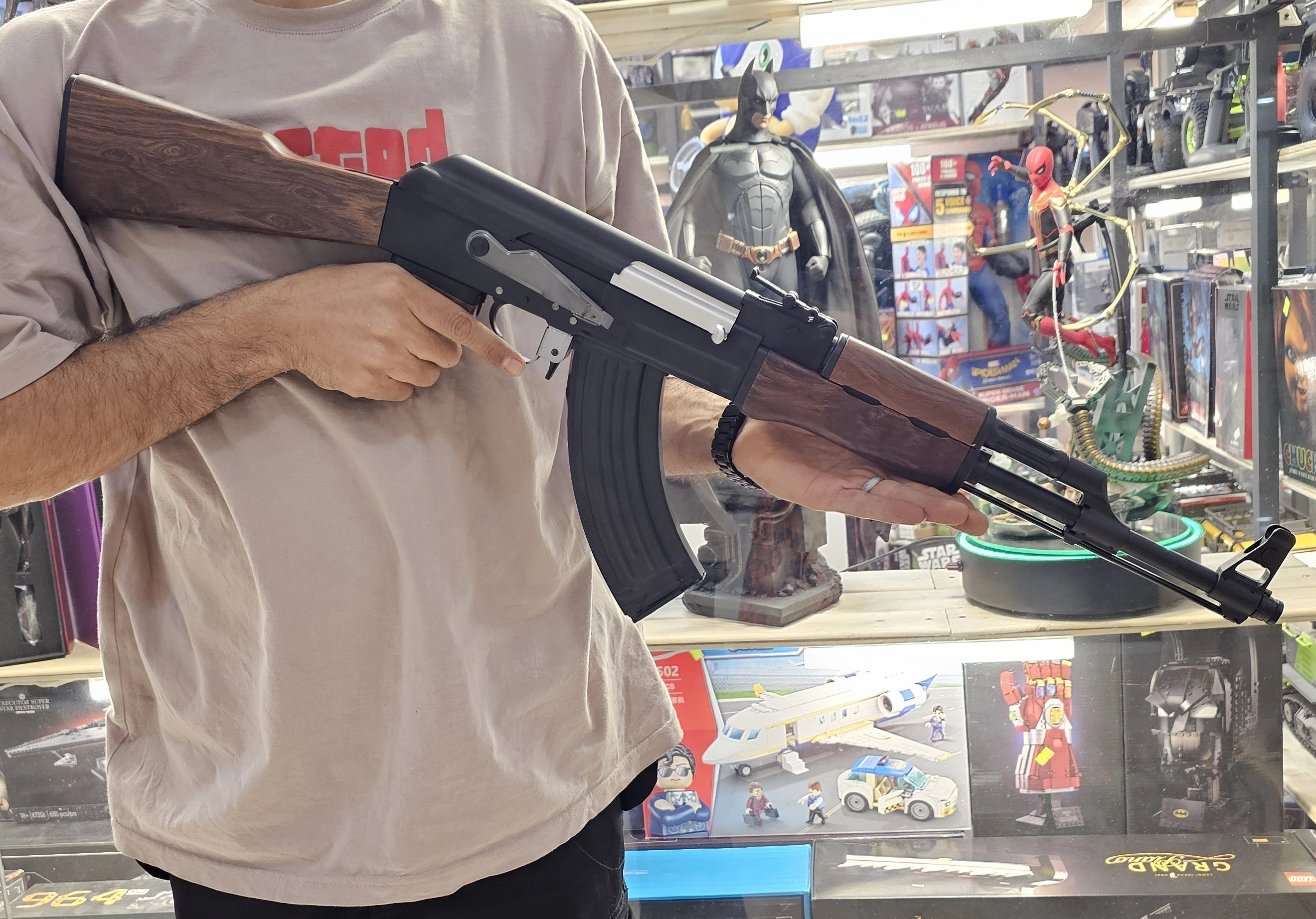 تفنگ تیر ژله ای کلاش گلنگدن متحرک چوبی فلزی مدل ak47 Hard Box