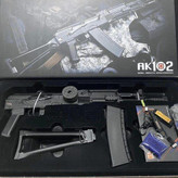 تفنگ تیر ژله ای کلاش گلنگدن متحرک قنداق تاشو فلزی مدل AK102 Hard Box