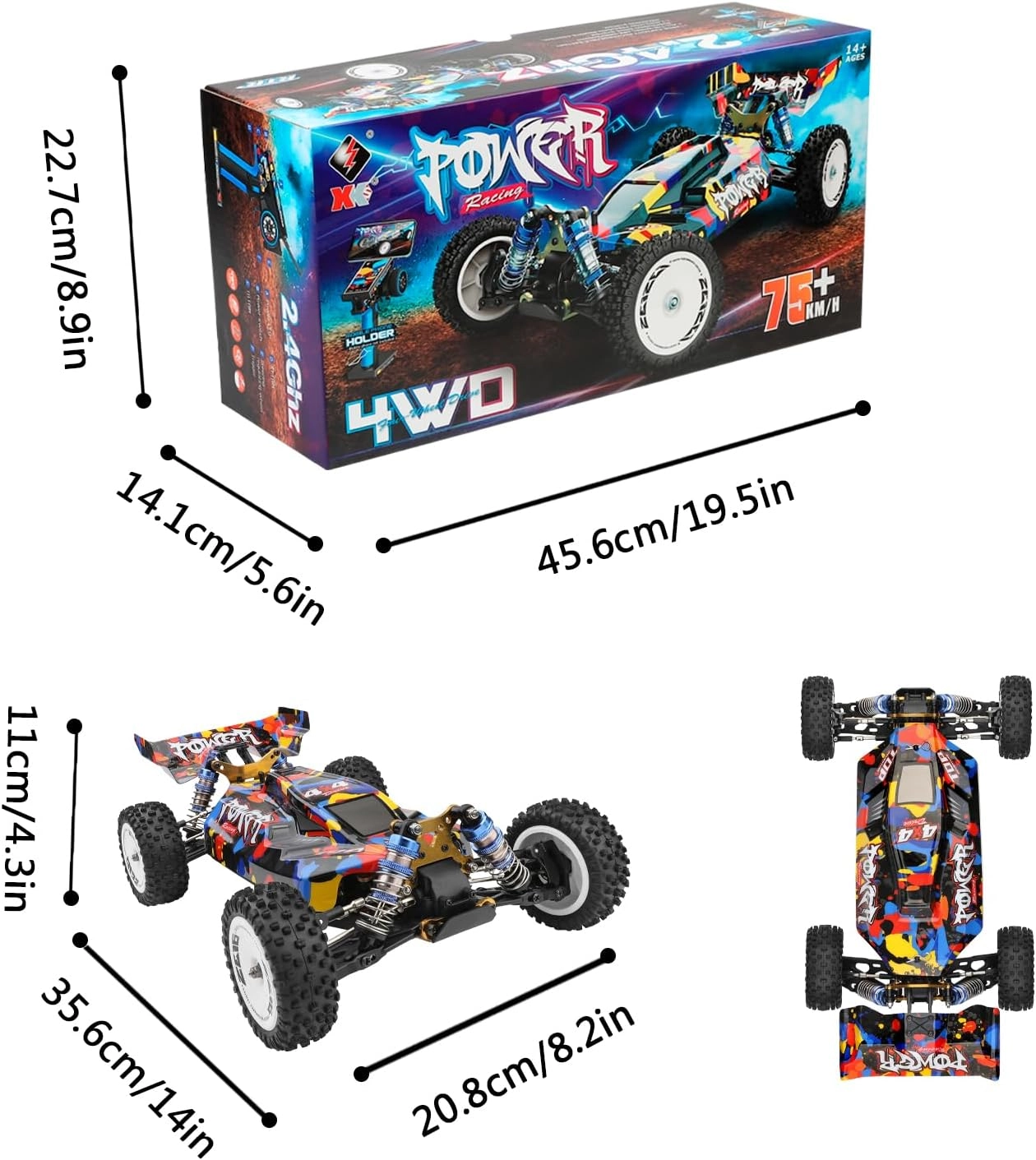 ماشین کنترلی آفرود براشلس 75 کیلومتر Wltoys 124007
