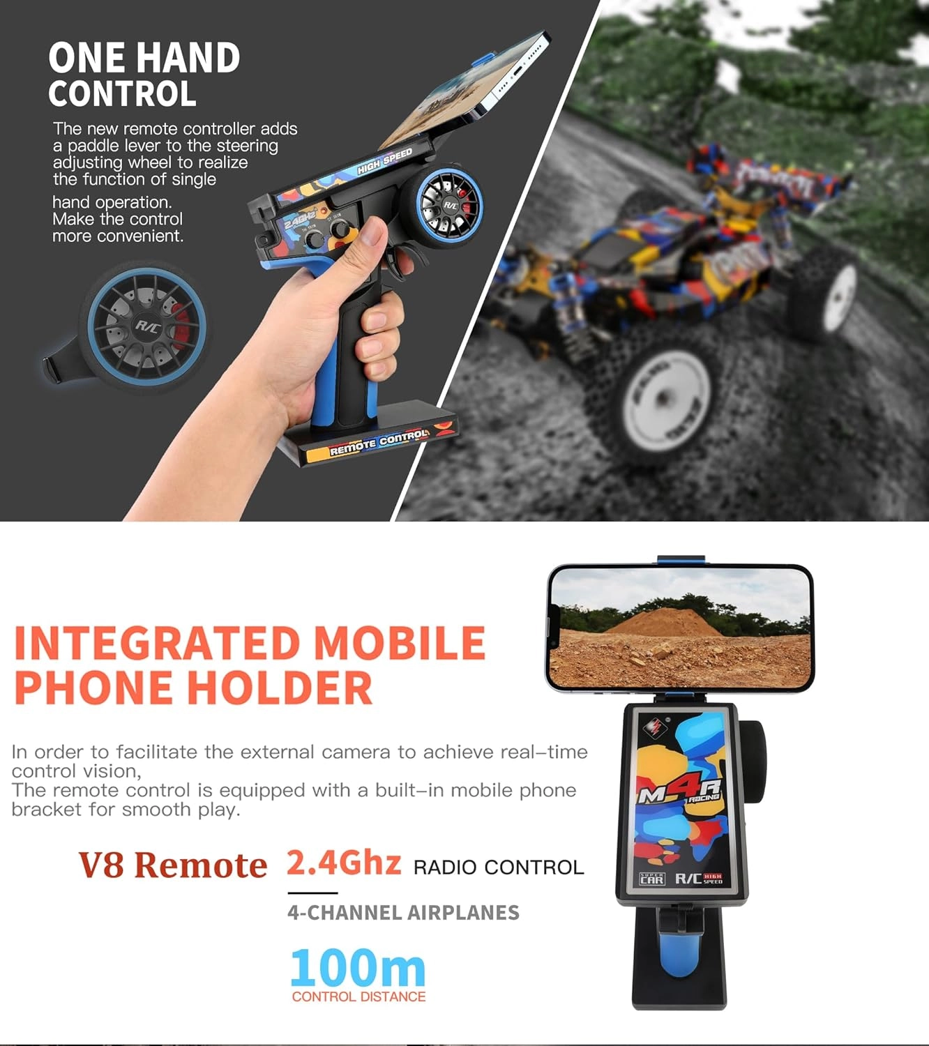 ماشین کنترلی آفرود براشلس 75 کیلومتر Wltoys 124007