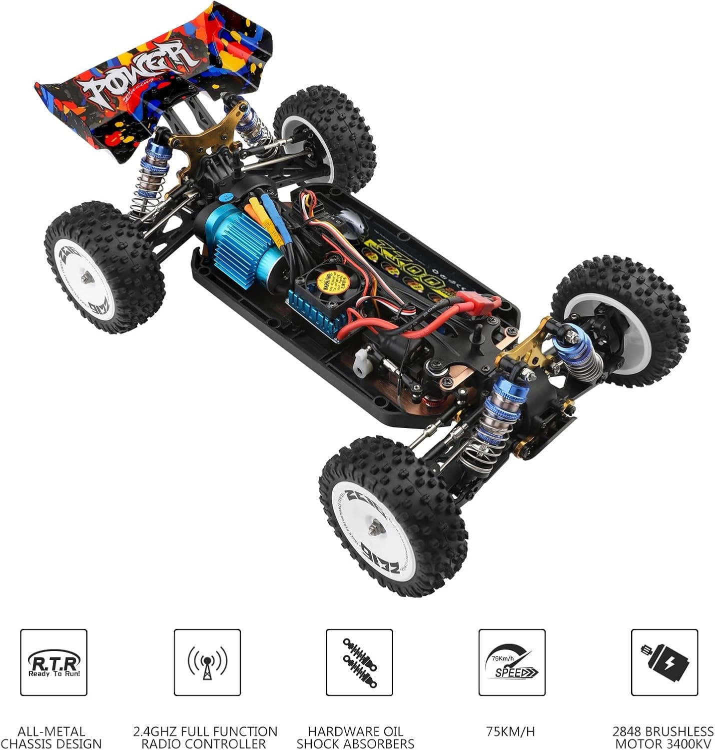 ماشین کنترلی آفرود براشلس 75 کیلومتر Wltoys 124007