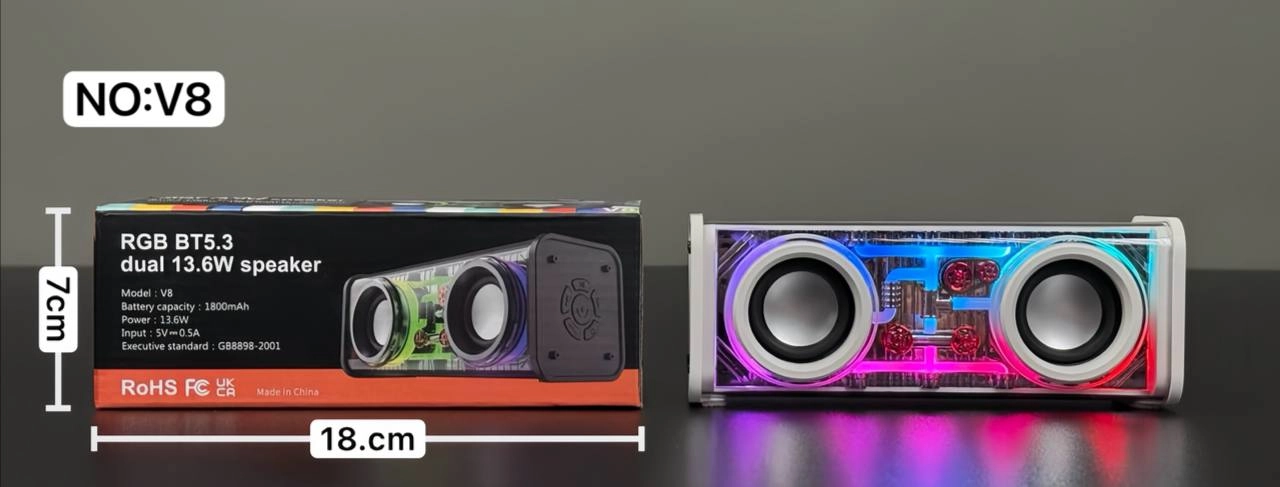 اسپیکر شارژی جیبی قابل حمل RGB دار 3 بلندگو مدل V8