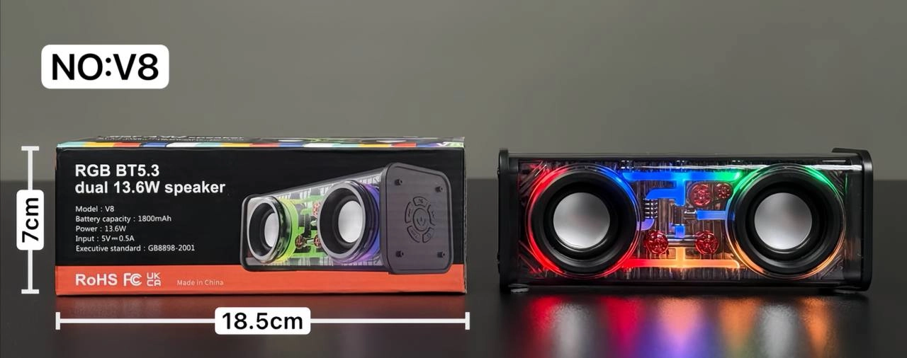 اسپیکر شارژی جیبی قابل حمل RGB دار 3 بلندگو مدل V8