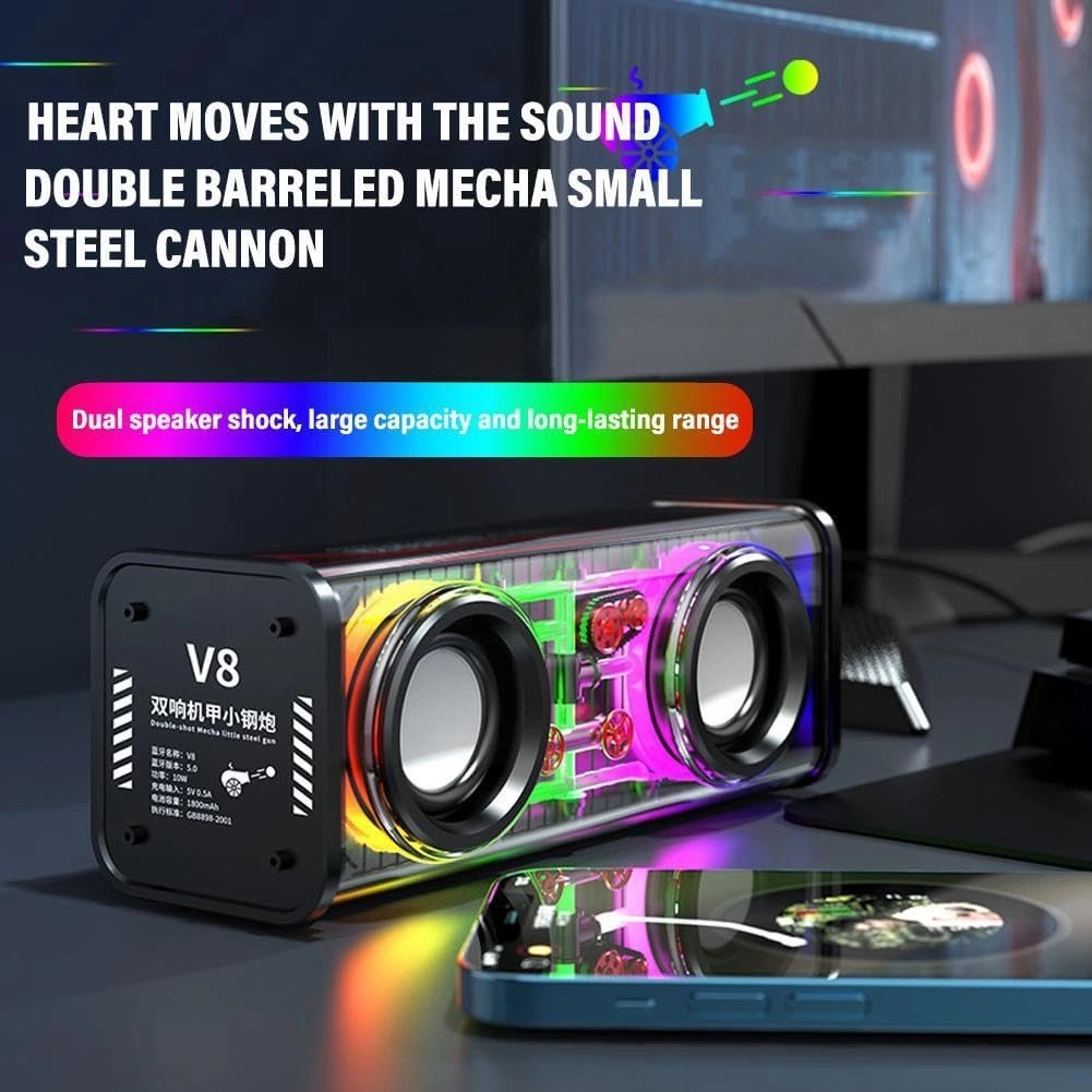 اسپیکر شارژی جیبی قابل حمل RGB دار 3 بلندگو مدل V8