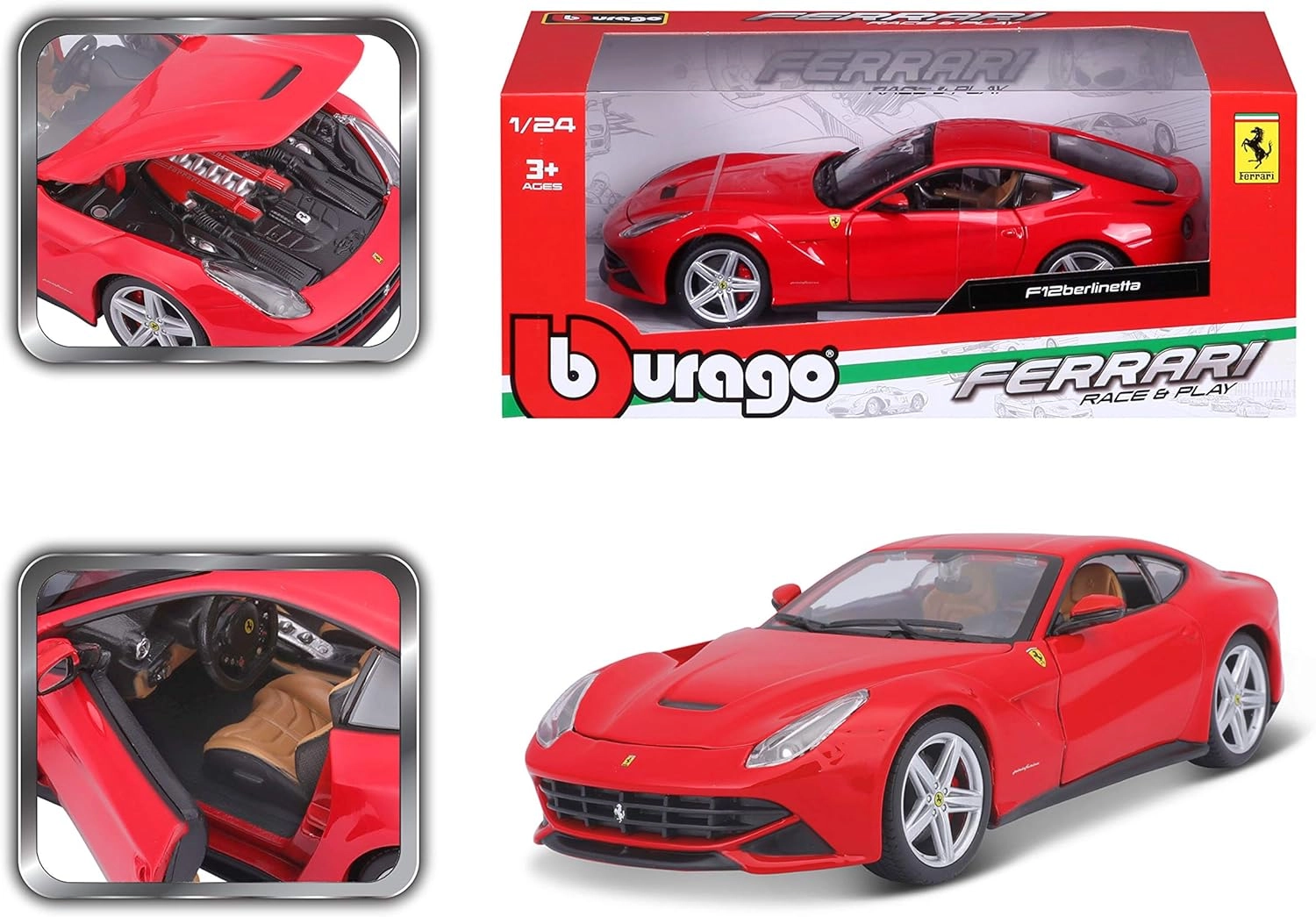 ماکت ماشین فلزی فراری اف 12 برلینتا برند بوراگو Ferrari F12 Berlinetta Burago 1/24