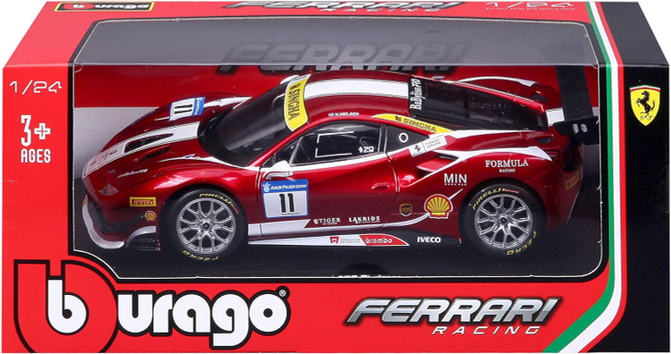 ماکت ماشین فلزی فراری 488 چلنج برند بوراگو Ferrari 488 Challenge Formula Racing Burago 1/24