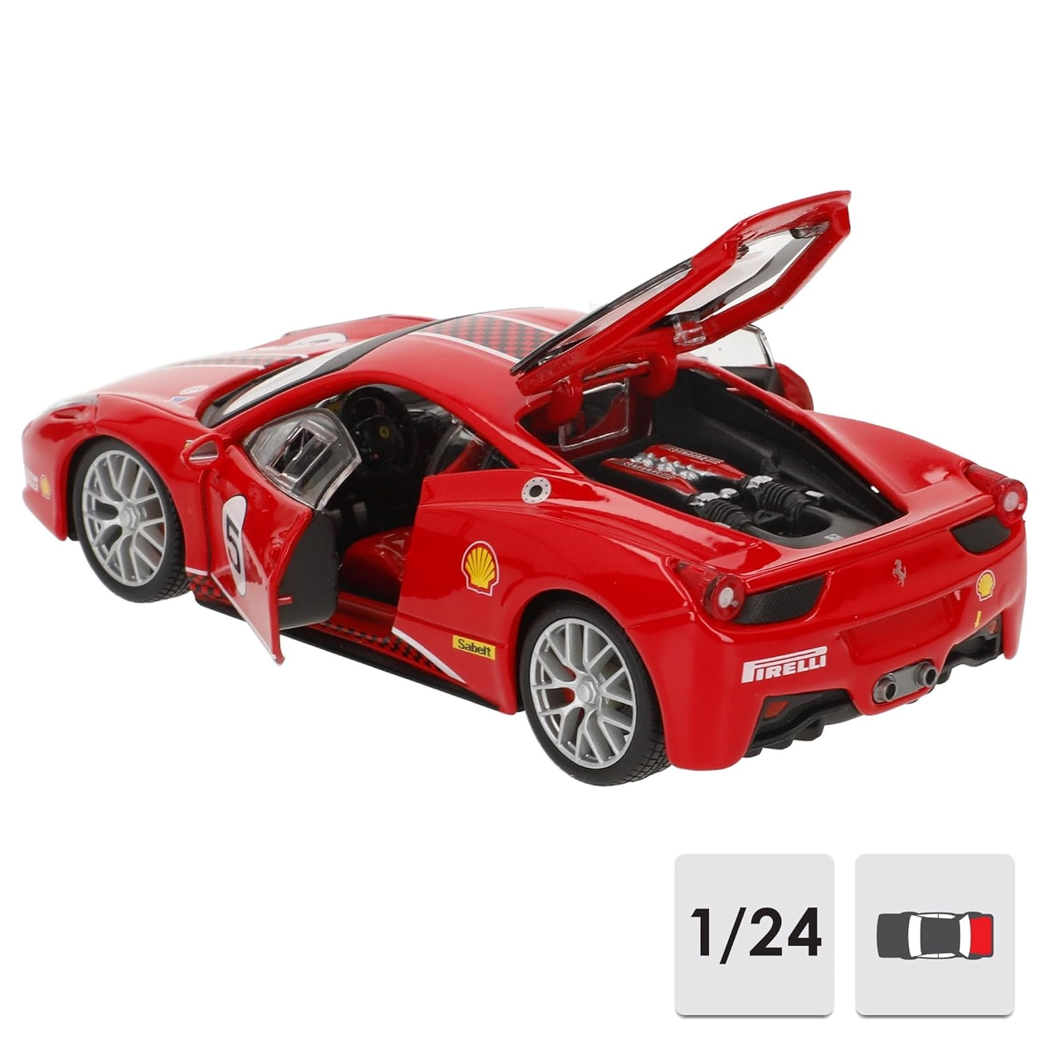 ماکت ماشین فلزی فراری 458 چلنج برند بوراگو Ferrari 458 Challenge Burago 1/24