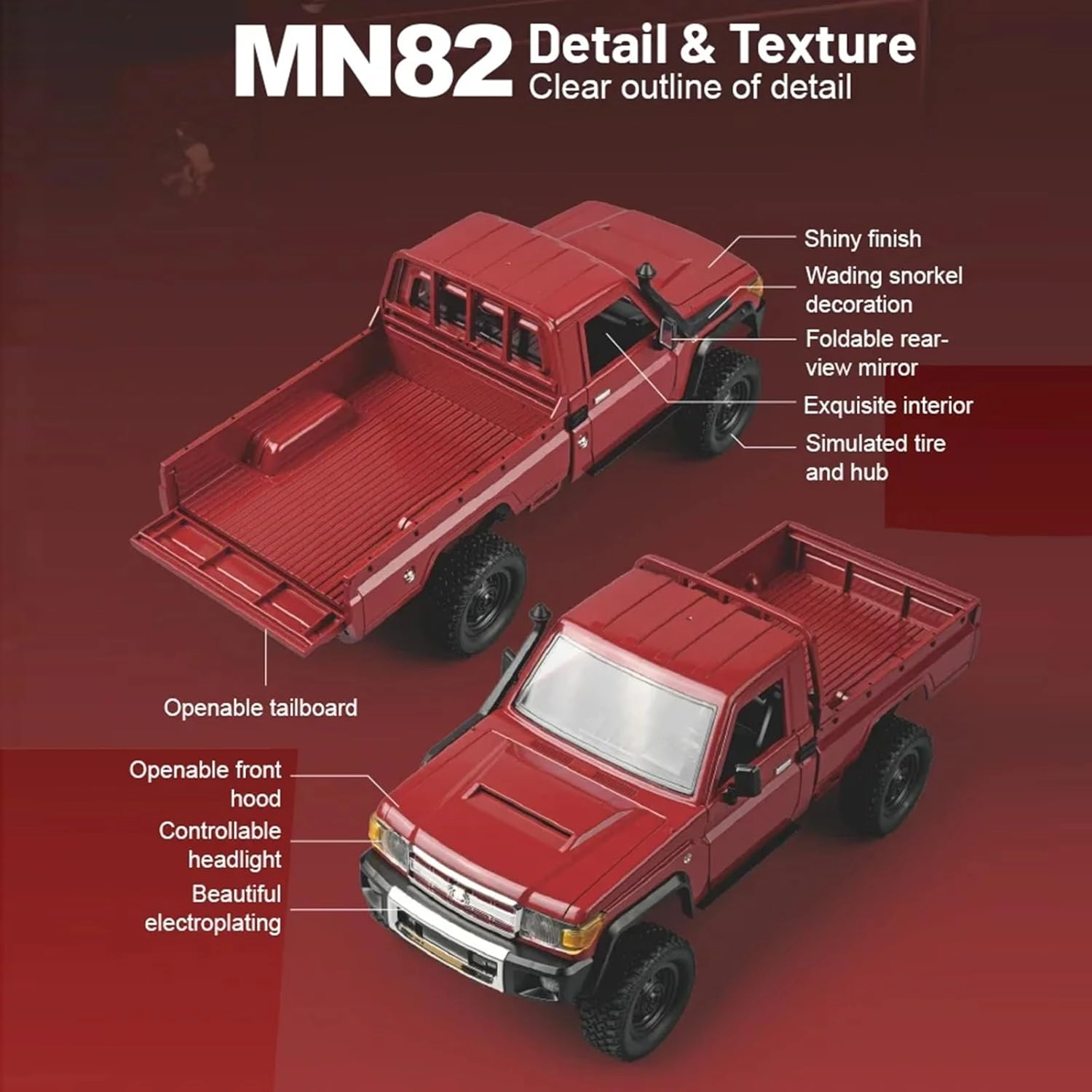 ماشین کنترلی صخره نورد تویوتا لندکروز وانت مدل MN MODELS MN82