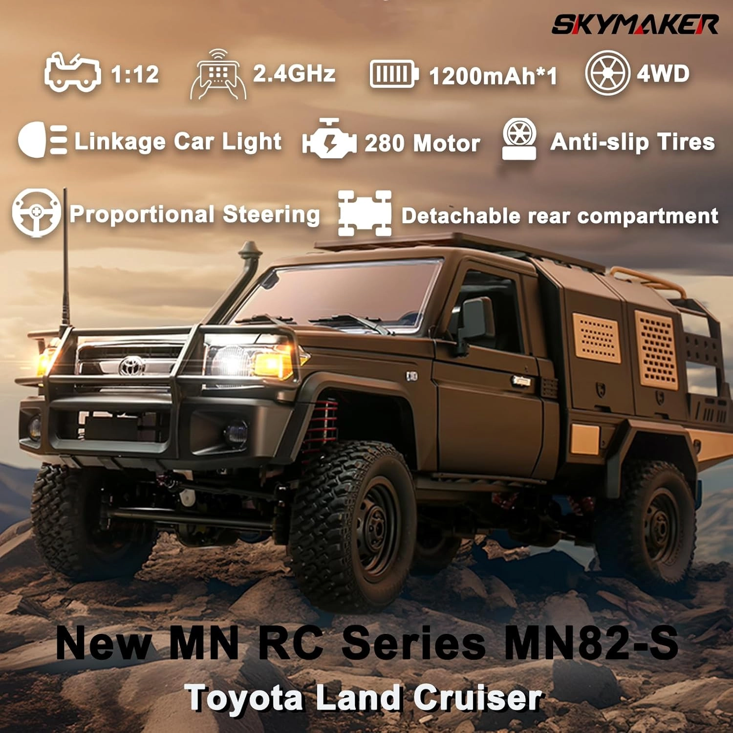 ماشین کنترلی صخره نورد تویوتا لندکروز پیکاپ مدل MN MODELS MN82s