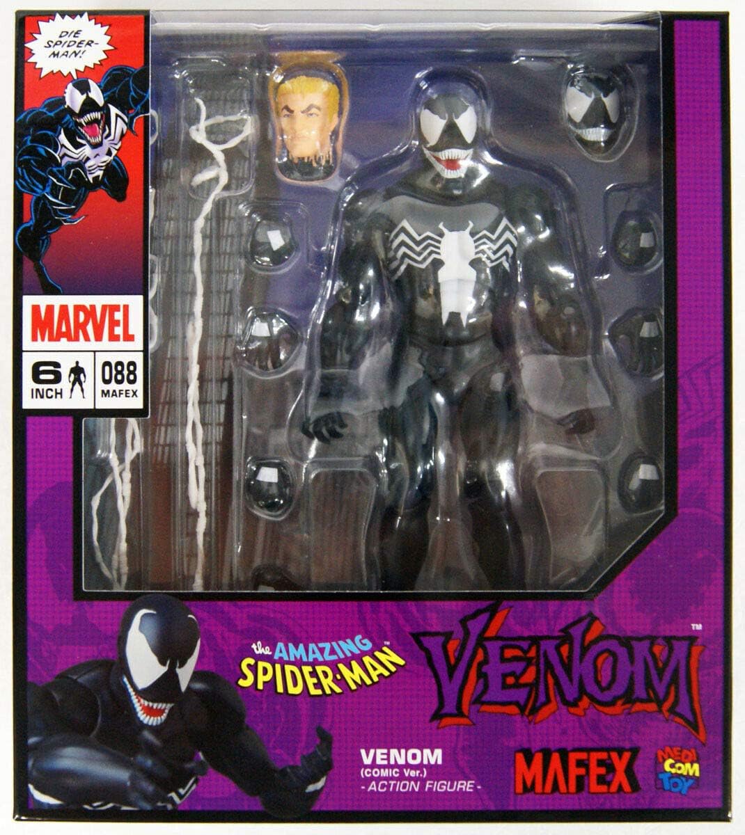 اکشن فیگور ونوم 15 سانت برند مافکس مدل Spiderman Venom Mafex