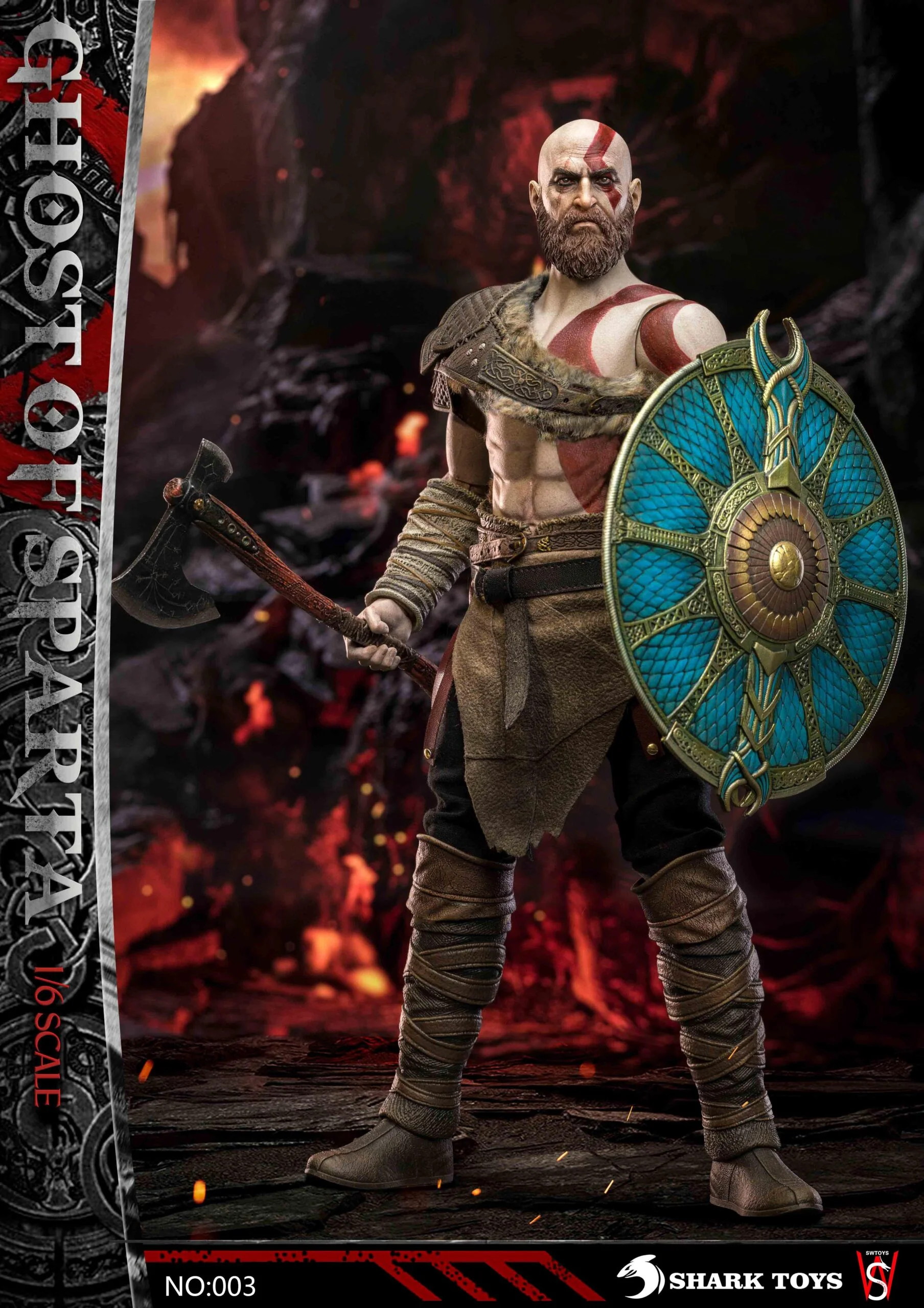 اکشن فیگور کریتوس خدای جنگ برند شارک توی ghost of sparta Shark Toys 1/6