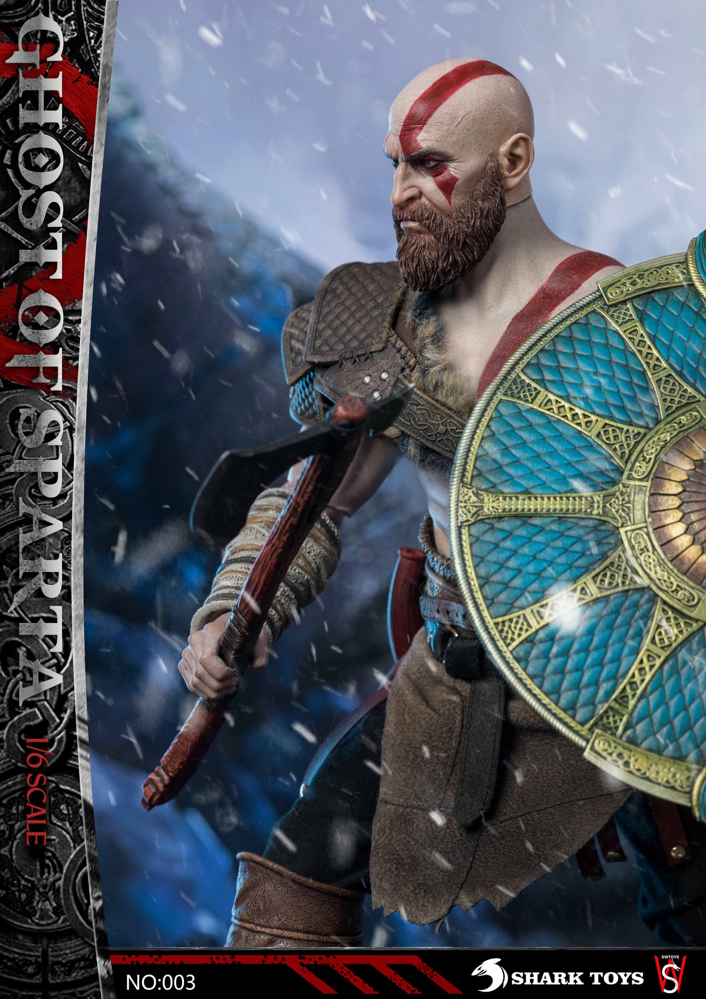 اکشن فیگور کریتوس خدای جنگ برند شارک توی ghost of sparta Shark Toys 1/6