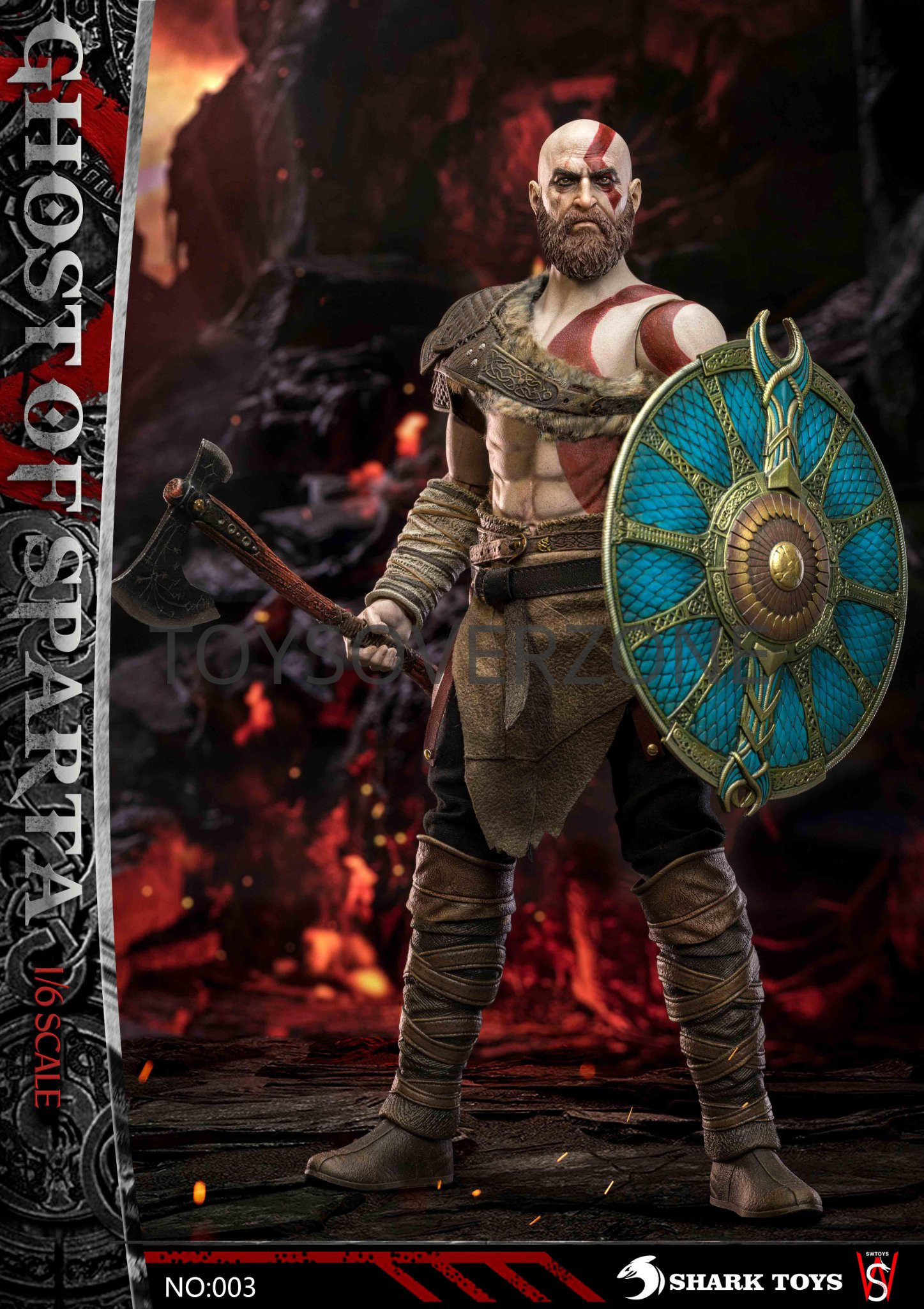 اکشن فیگور کریتوس خدای جنگ برند شارک توی ghost of sparta Shark Toys 1/6