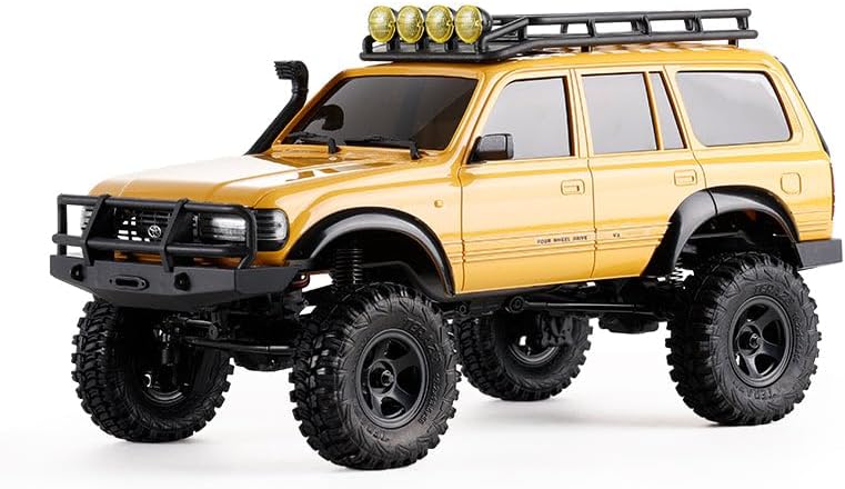 ماشین کنترلی آفرود صخره نورد تویوتا لندکروز زرد مدل FMS Toyota Landcruiser LC80 1/18