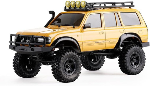 ماشین کنترلی آفرود صخره نورد تویوتا لندکروز زرد مدل FMS Toyota Landcruiser LC80 1/18