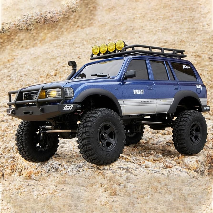 ماشین کنترلی آفرود صخره نورد تویوتا لندکروز زرد مدل FMS Toyota Landcruiser LC80 1/18