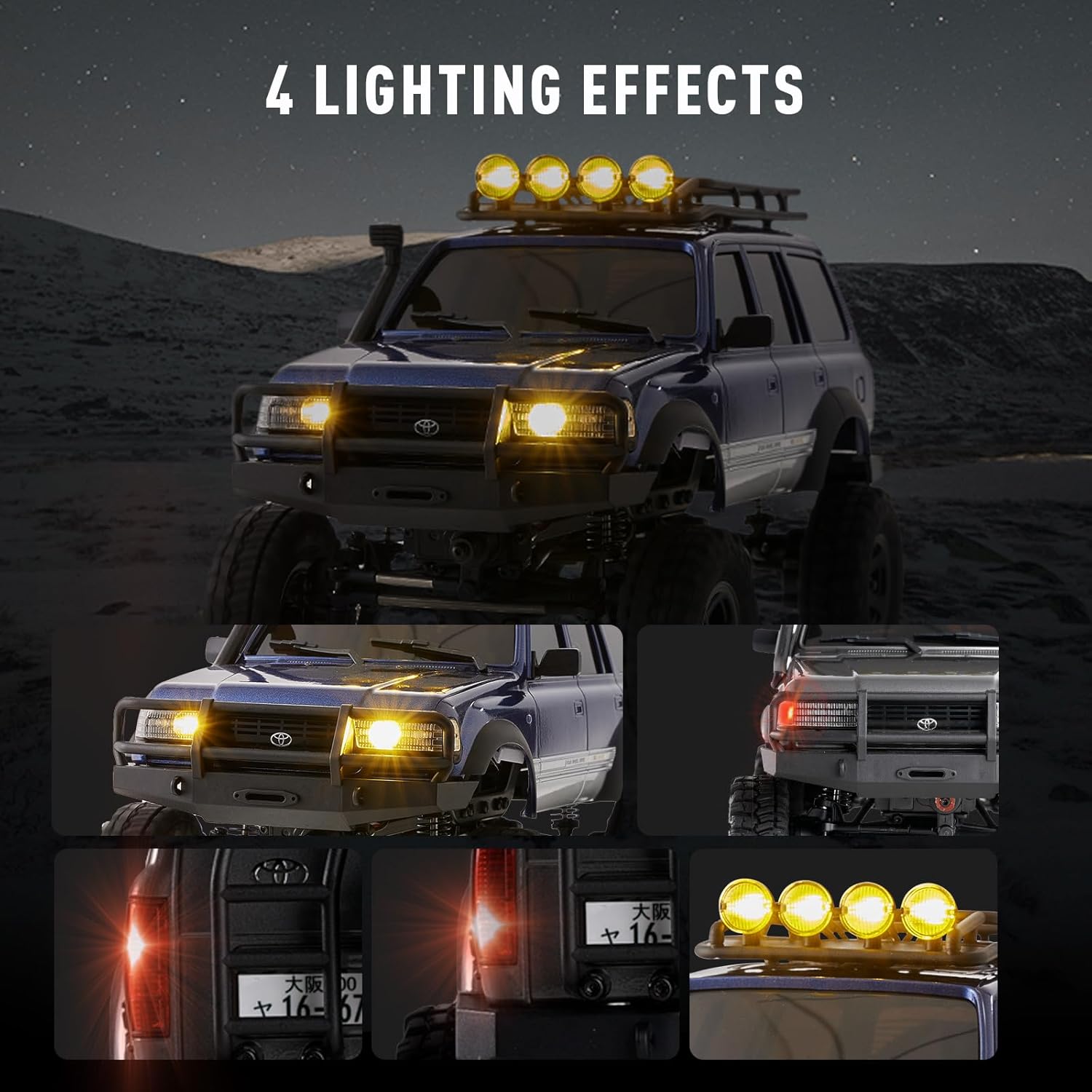 ماشین کنترلی آفرود صخره نورد تویوتا لندکروز زرد مدل FMS Toyota Landcruiser LC80 1/18