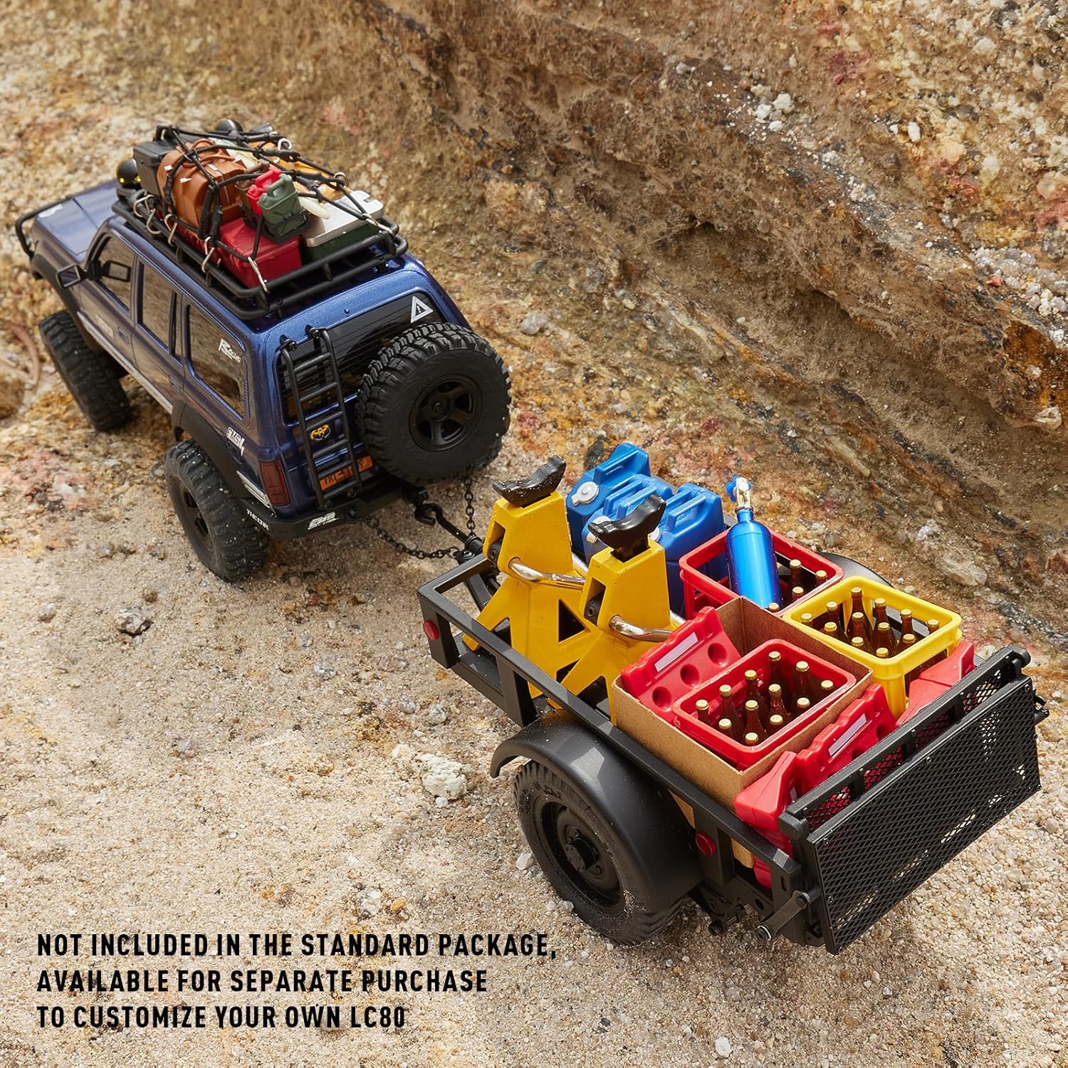 ماشین کنترلی آفرود صخره نورد تویوتا لندکروز زرد مدل FMS Toyota Landcruiser LC80 1/18