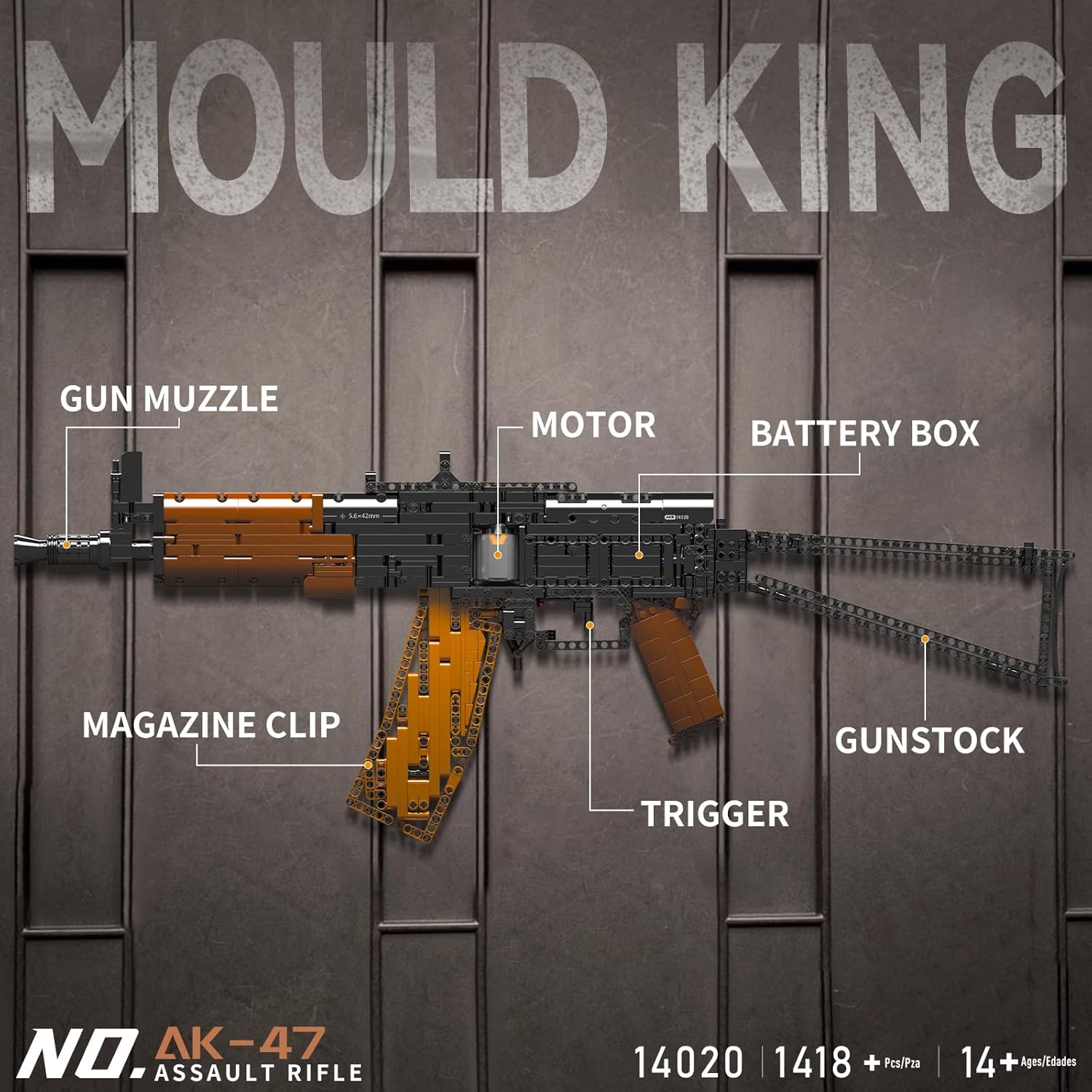 لگو تفنگ مسلسل کلاش مولدکینگ 1418 قطعه مدل Mouldking AKS74-U 14020