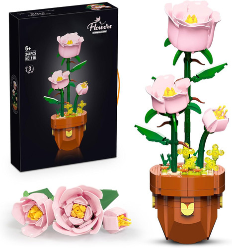 لگو گلدان گل رز صورتی 344 قطعه مدل 1163