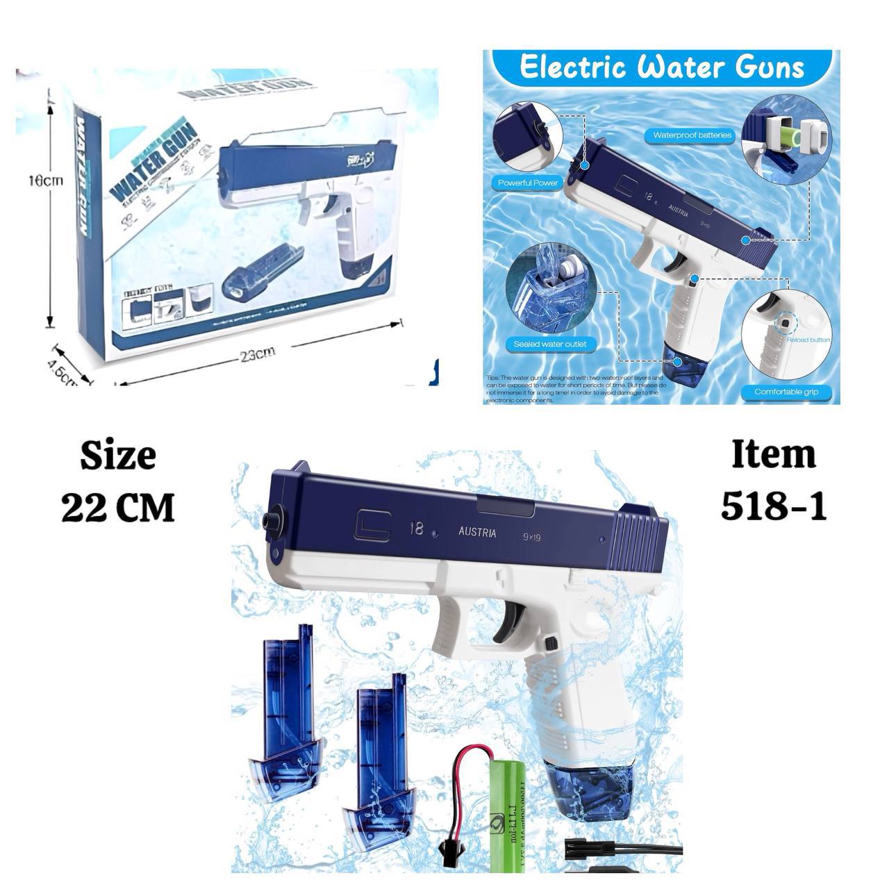 تفنگ آبپاش کلت شارژی مدل Water Battle Electric Water Gun دو خشاب
