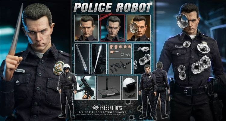 اکشن فیگور ترمیناتور تی 1000 مقیاس 1/6 مدل present toys Terminator T-1000 Police Robot