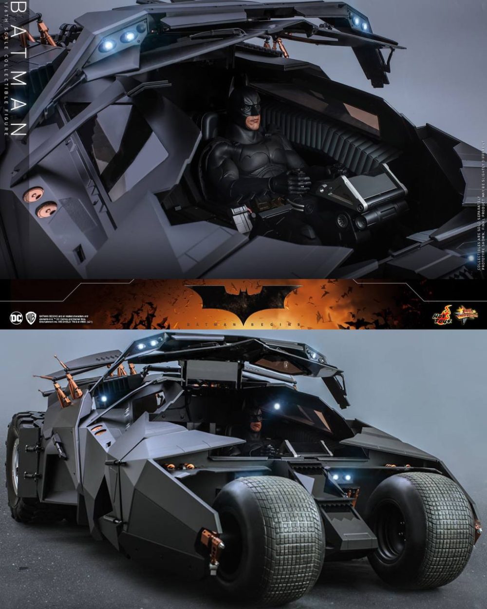 بتموبیل سه گانه دارک نایت قسمت بتمن بیگینز هات تویز مدل BATMOBILE THE DARK KNGHIT TRILOGYBATMAN BEGINS HOT TOYS